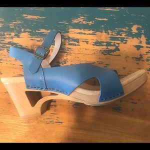 Dansko Blue Leather Clog Sandals
